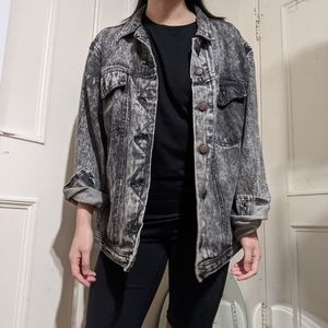 Acid Wash Black/Gray Denim Jacket